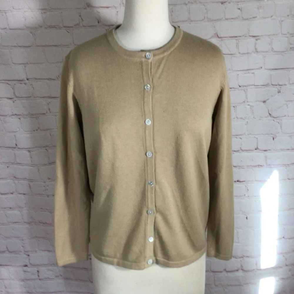 Liz Baker Petite Tan Long Sleeve Knit Cardigan - Size Small Petite - Picture 1 of 7